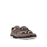 Louis Vuitton LV Trainer Marron Moka Denim Embosse Crocodile Velcro