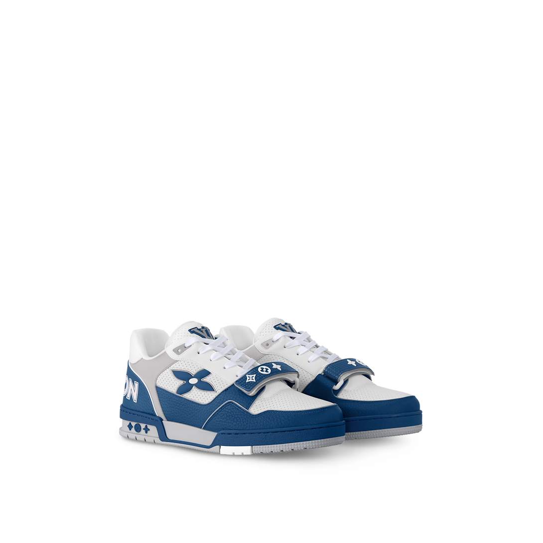 Louis Vuitton LV Trainer Bleu Cuir Perforé Velcro