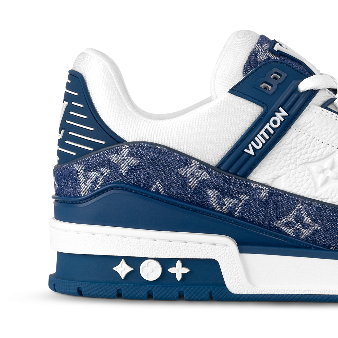 Louis Vuitton LV Trainer Bleu Denim Monogram & Cuir Embosse Monogram
