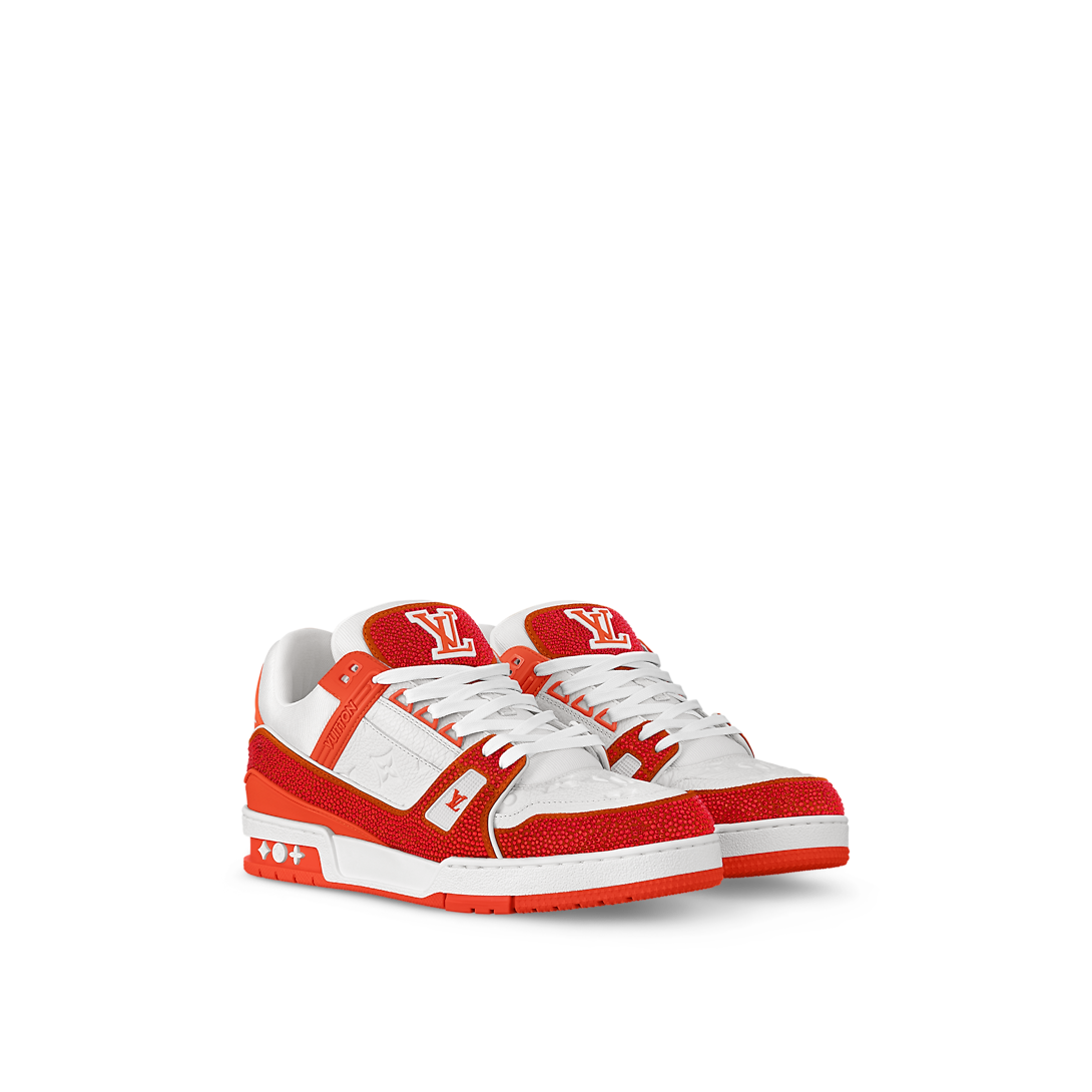 Louis Vuitton LV Trainer Orange Cristaux Swarovski & Cuir Grainé