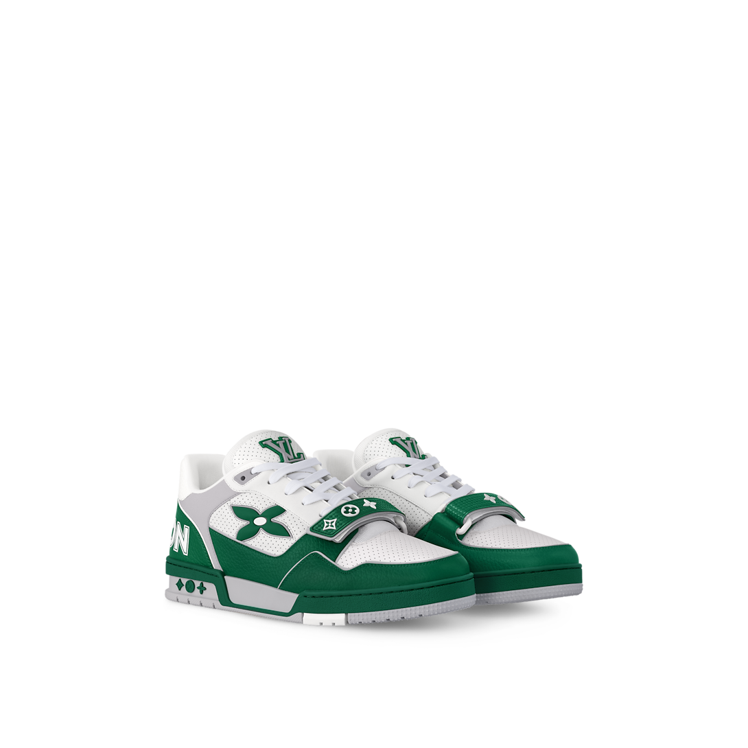 Louis Vuitton LV Trainer Vert Cuir Perforé Velcro