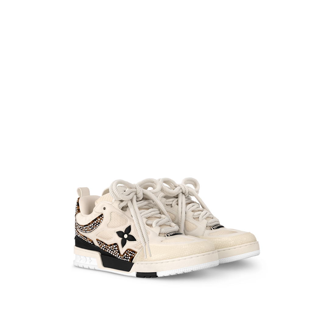 Louis Vuitton LV Skate Noir Beige Léo Cuir Poulain Mesh Studs