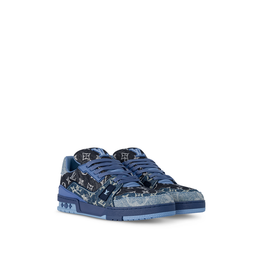 Louis Vuitton LV Trainer Bleu Denim Monogram Patchwork
