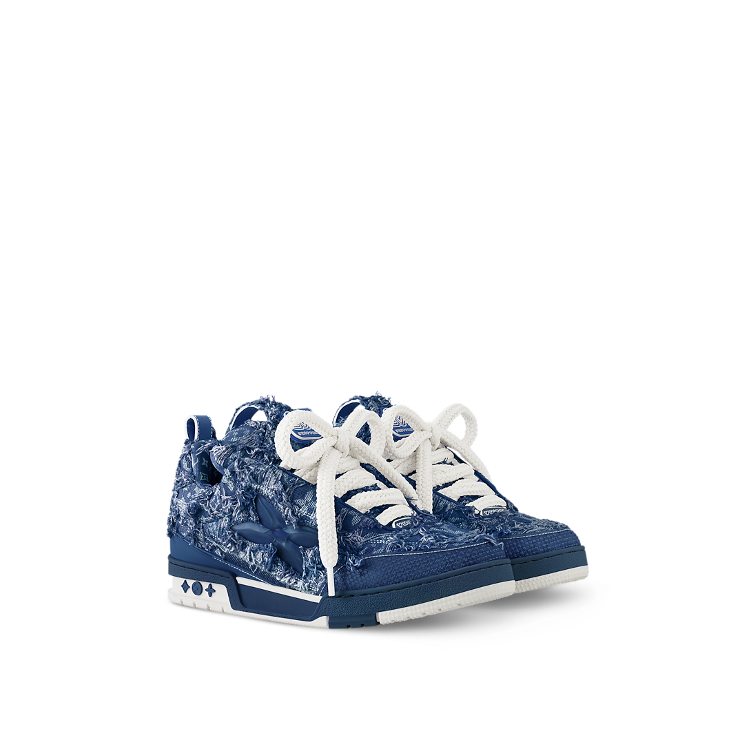 Louis Vuitton LV Skate Bleu Denim Monogram Frangé Fleur Oversize