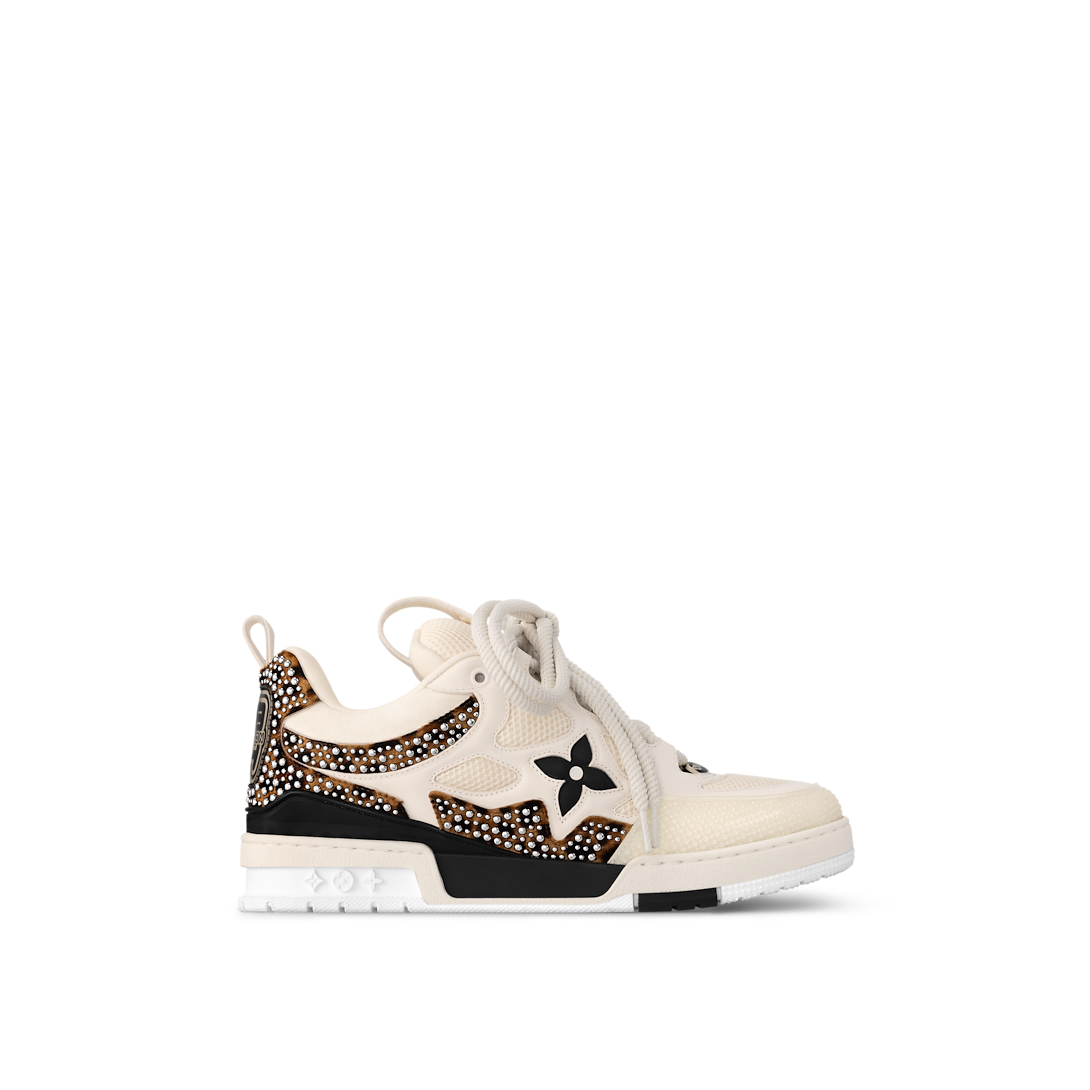 Louis Vuitton LV Skate Noir Beige Léo Cuir Poulain Mesh Studs