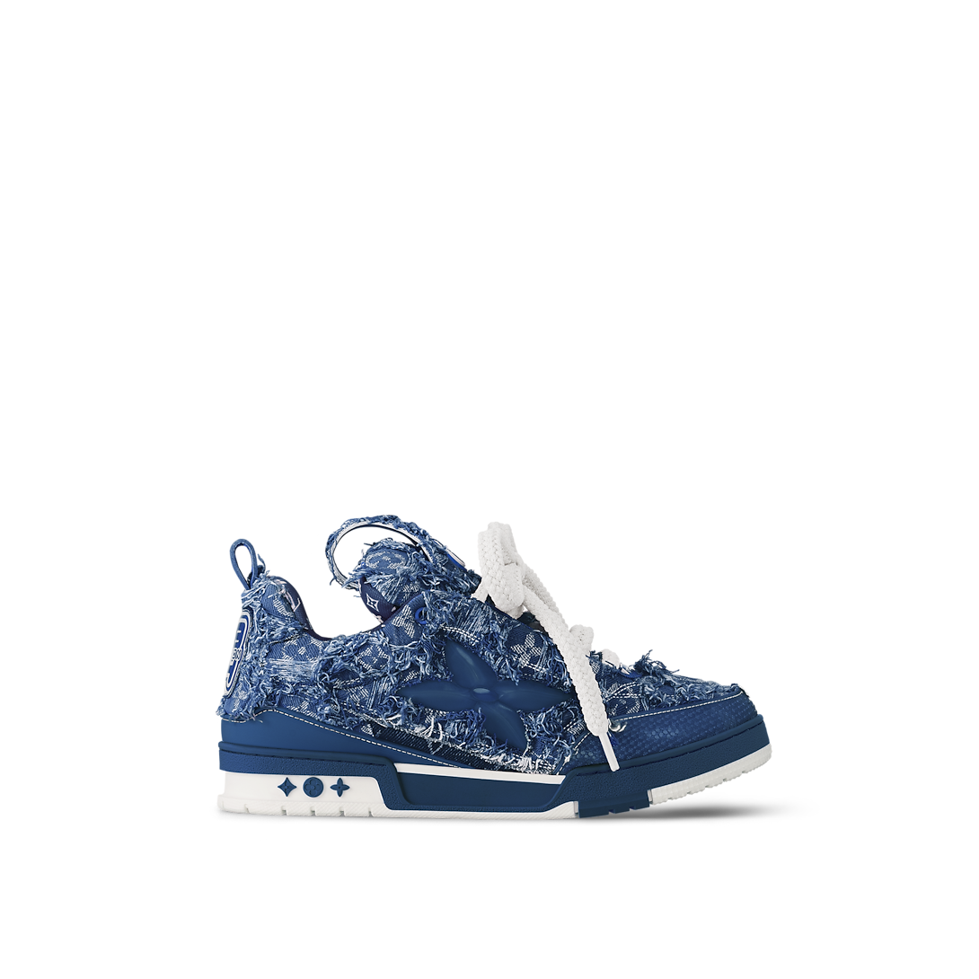 Louis Vuitton LV Skate Bleu Denim Monogram Frangé Fleur Oversize
