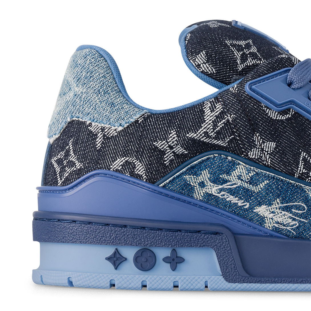 Louis Vuitton LV Trainer Bleu Denim Monogram Patchwork