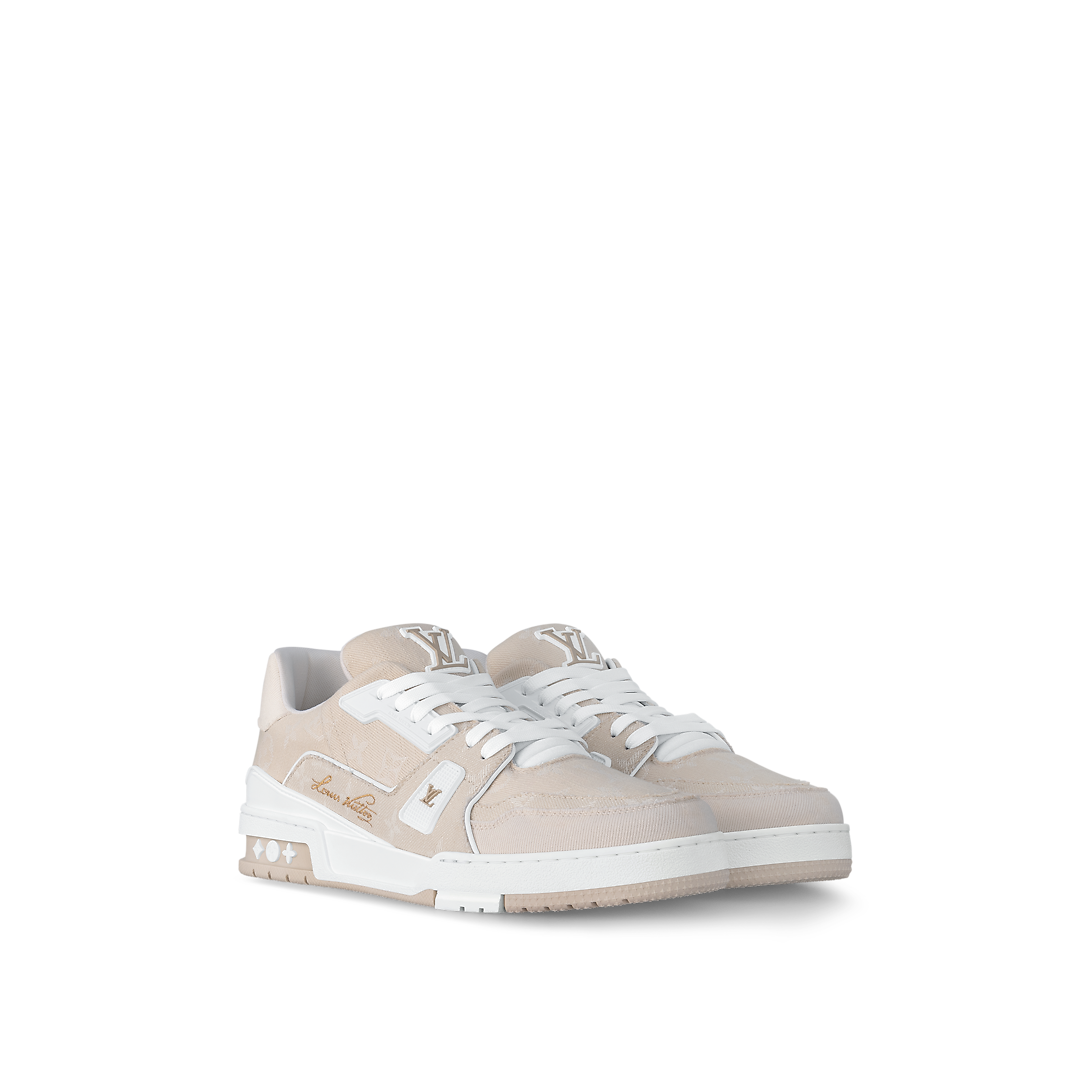 Louis Vuitton LV Trainer Beige Denim Monogram Patchwork