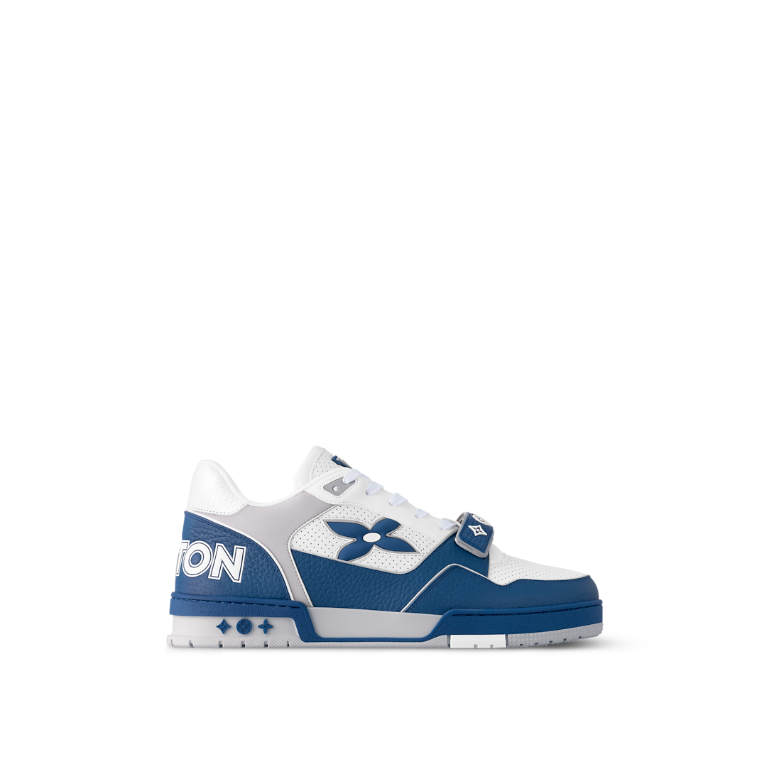Louis Vuitton LV Trainer Bleu Cuir Perforé Velcro