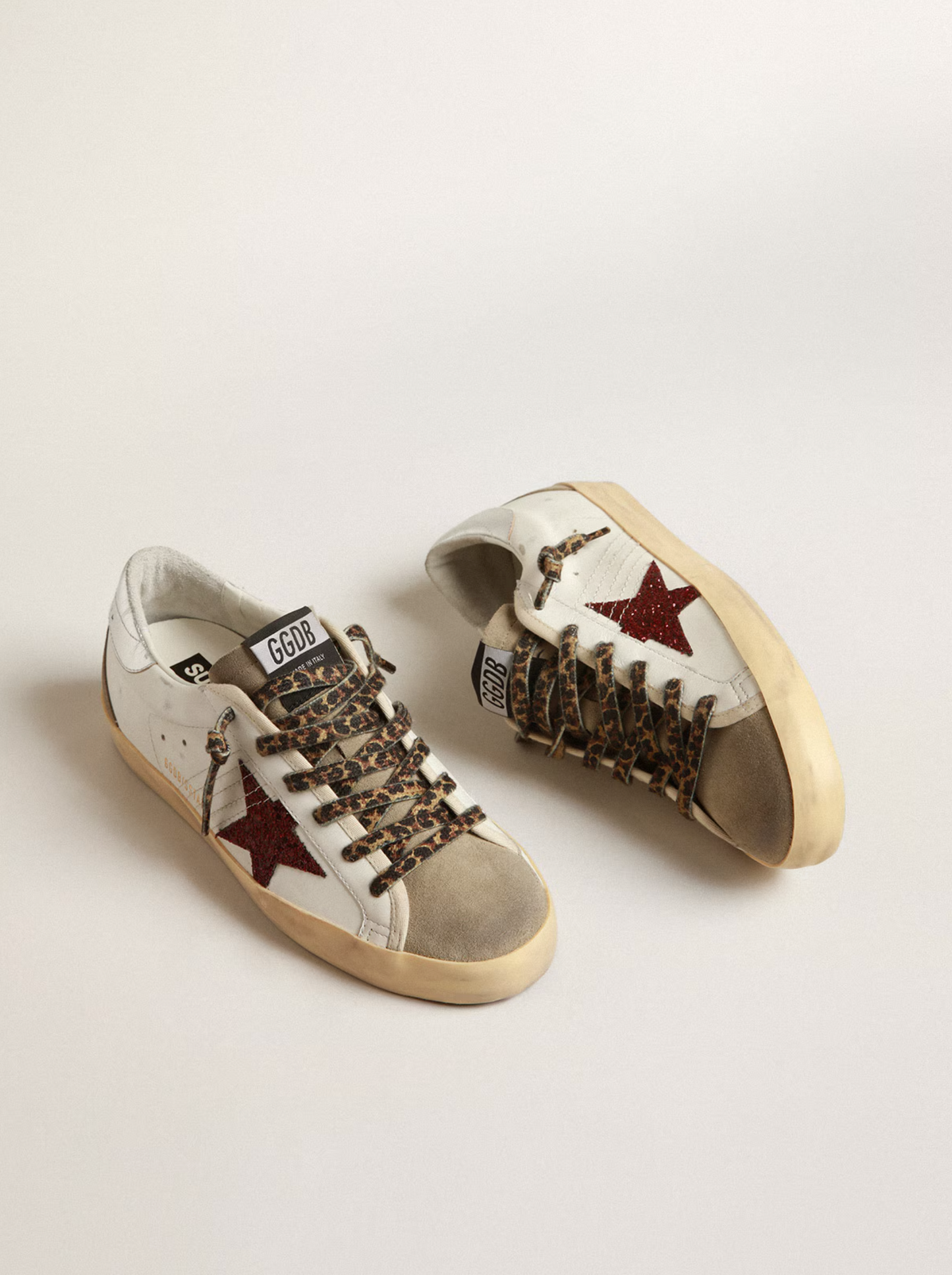 Golden Goose Super-Star Avec Étoile à paillettes bordeaux