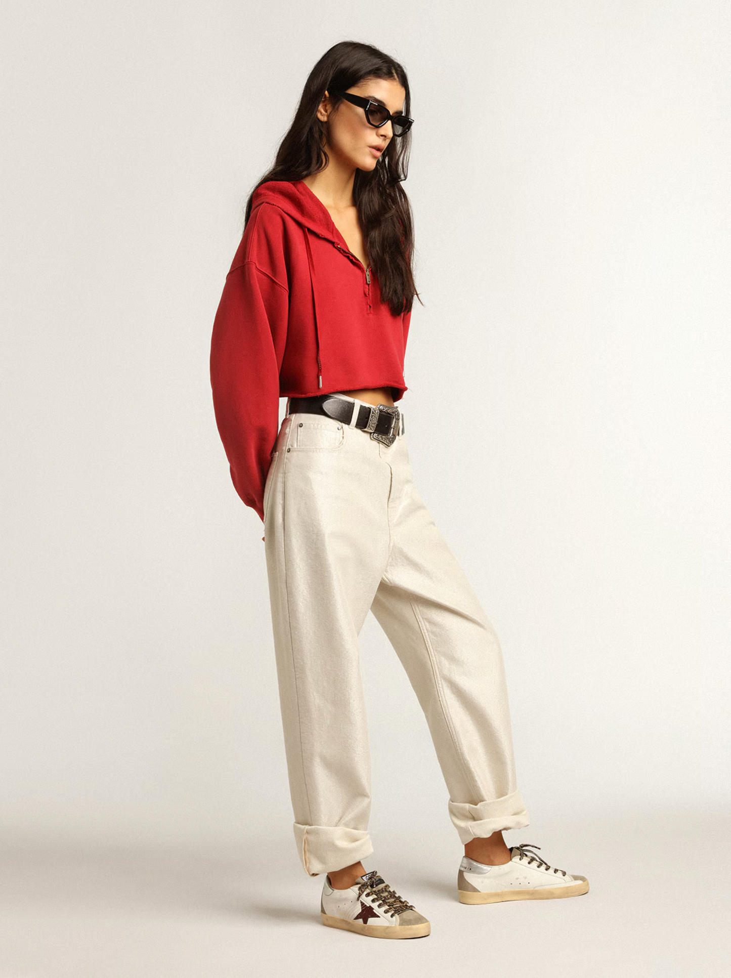 Golden Goose Super-Star Avec Étoile à paillettes bordeaux