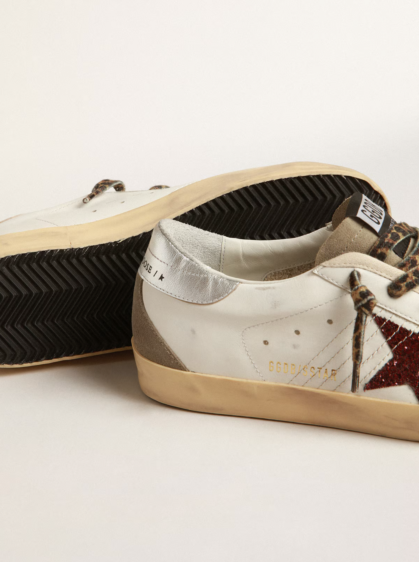 Golden Goose Super-Star Avec Étoile à paillettes bordeaux