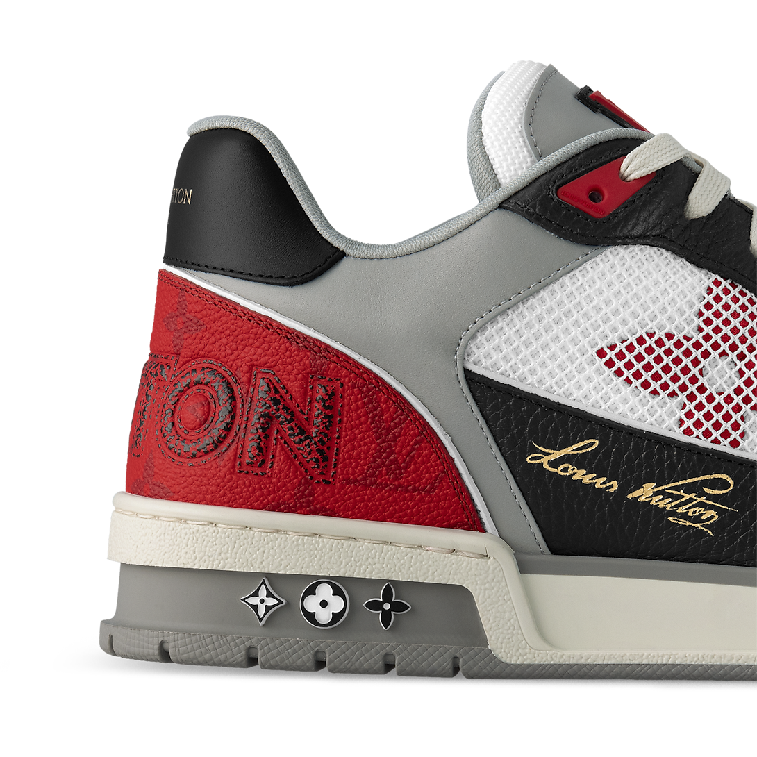 Louis Vuitton LV Trainer Rouge Cuir & Toile Monogram Velcro