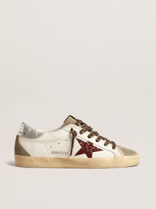 Golden Goose Super-Star Avec Étoile à paillettes bordeaux