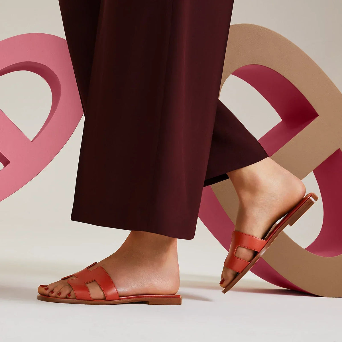 Hermès Sandales Oran - Orange brûlé
