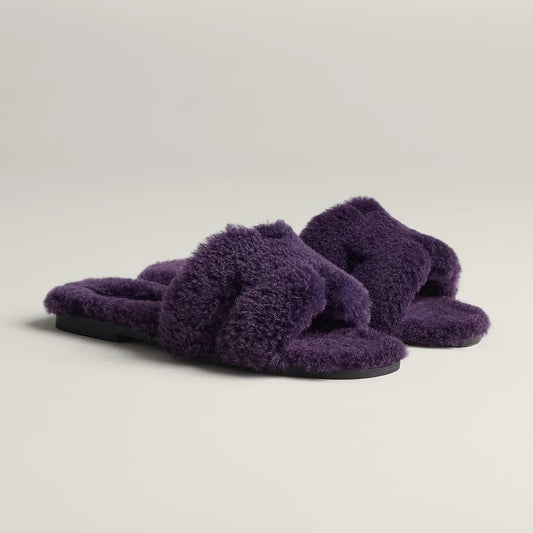 Hermès Sandales Oran - violet foncé